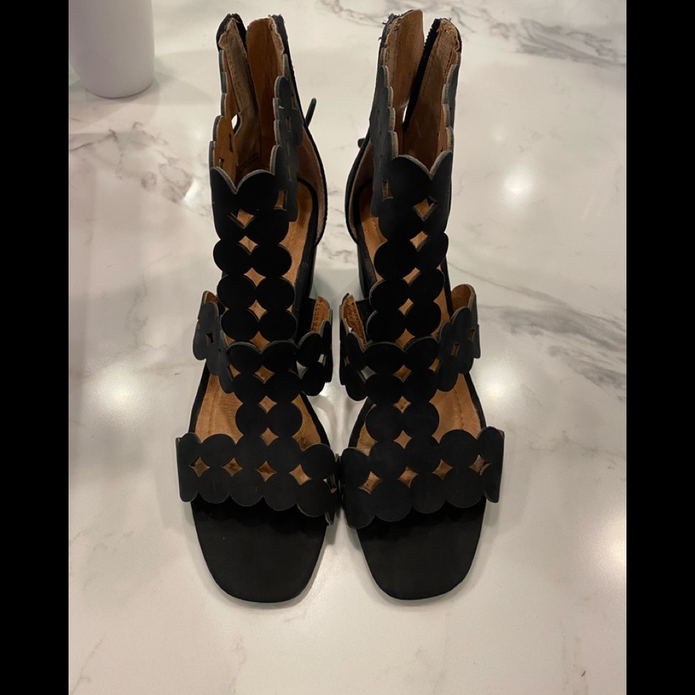 Sudini Black Suede Novara Sandal Heels